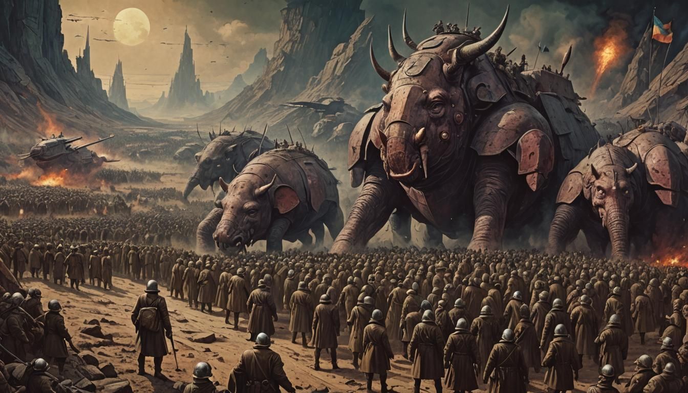 Epic Anti-War Masterpiece in Dark Fantasy Style