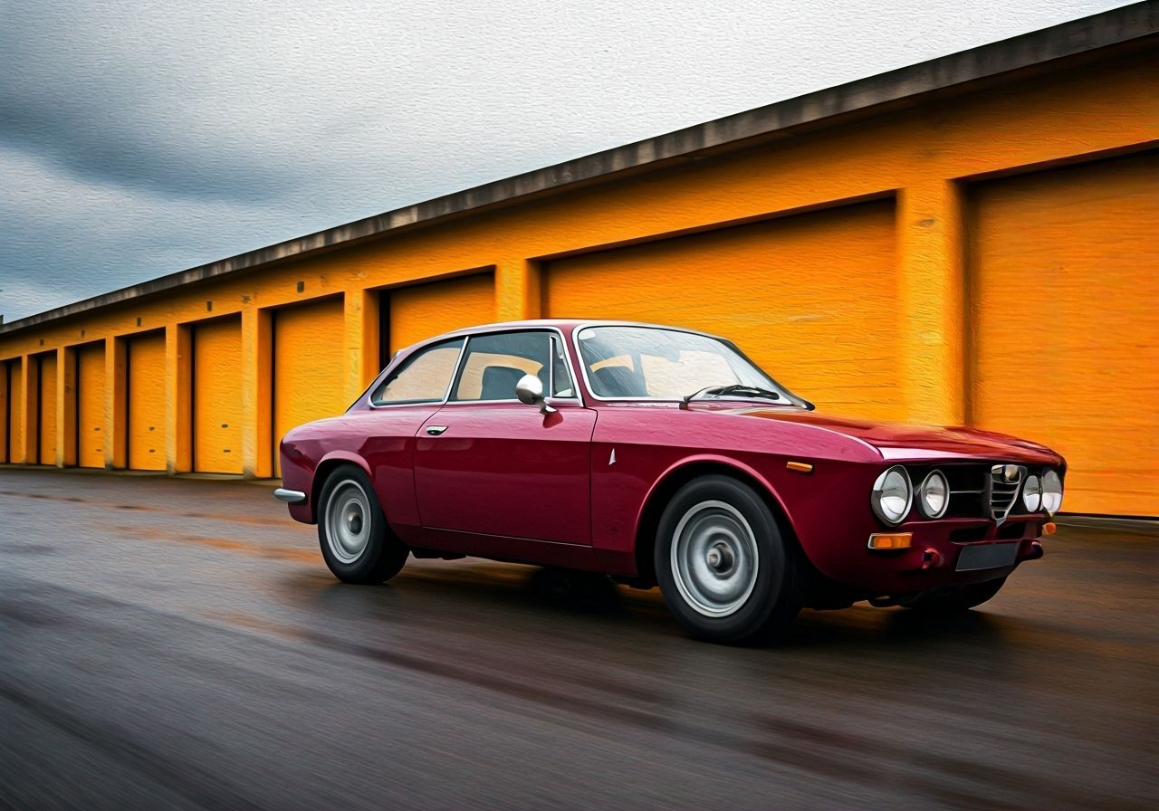 Alfa Romeo at Targa Florio: Gouache Watercolor Impression