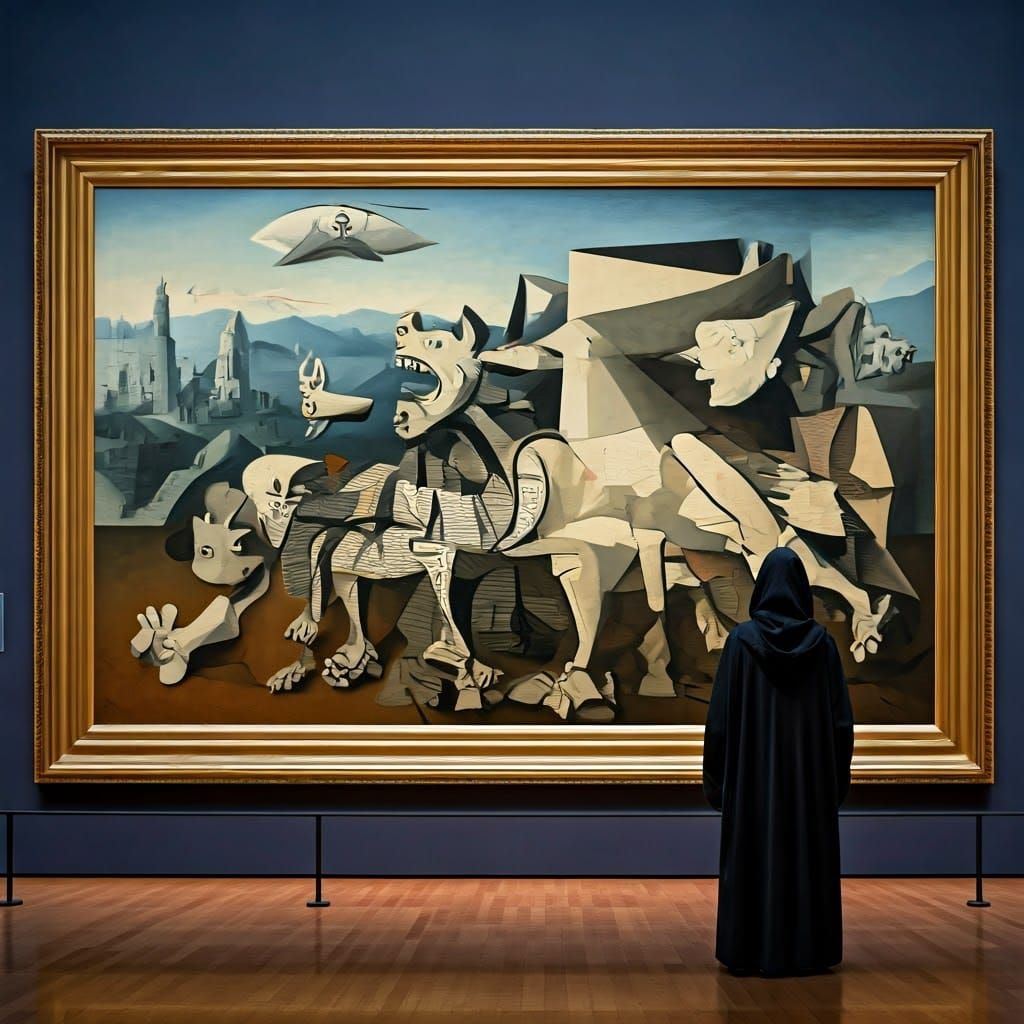 Surreal Abstract Mecha Battle Inspired by Guernica