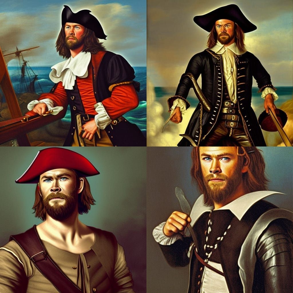 Pirate Portrait in the Style of 1650s