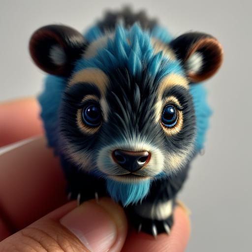 Hyperrealistic Microscopic Buffalo on Fingertip