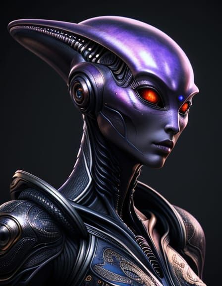 Beautiful Alien Woman Portrait in Detailed Matte Painting St...