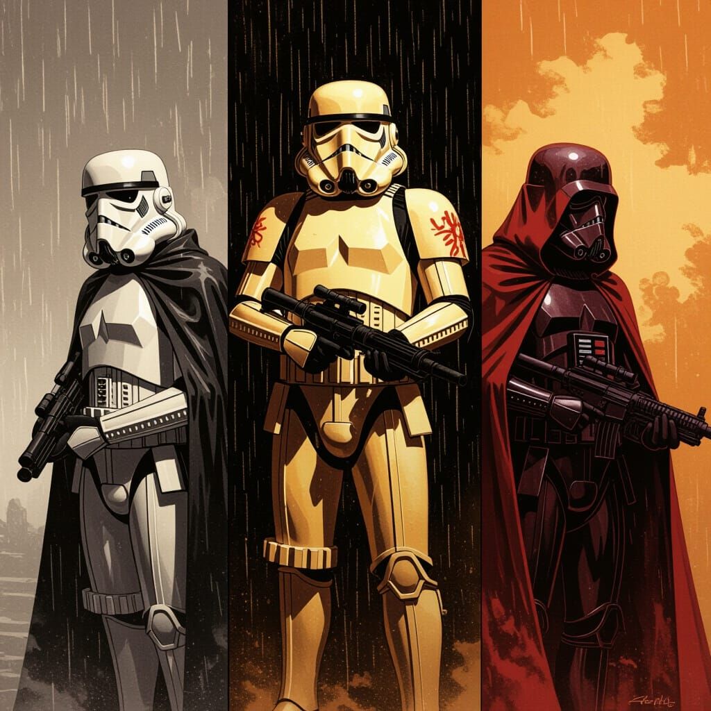 Stormtrooper in the rain (3 Vertical Panels Concept Art)