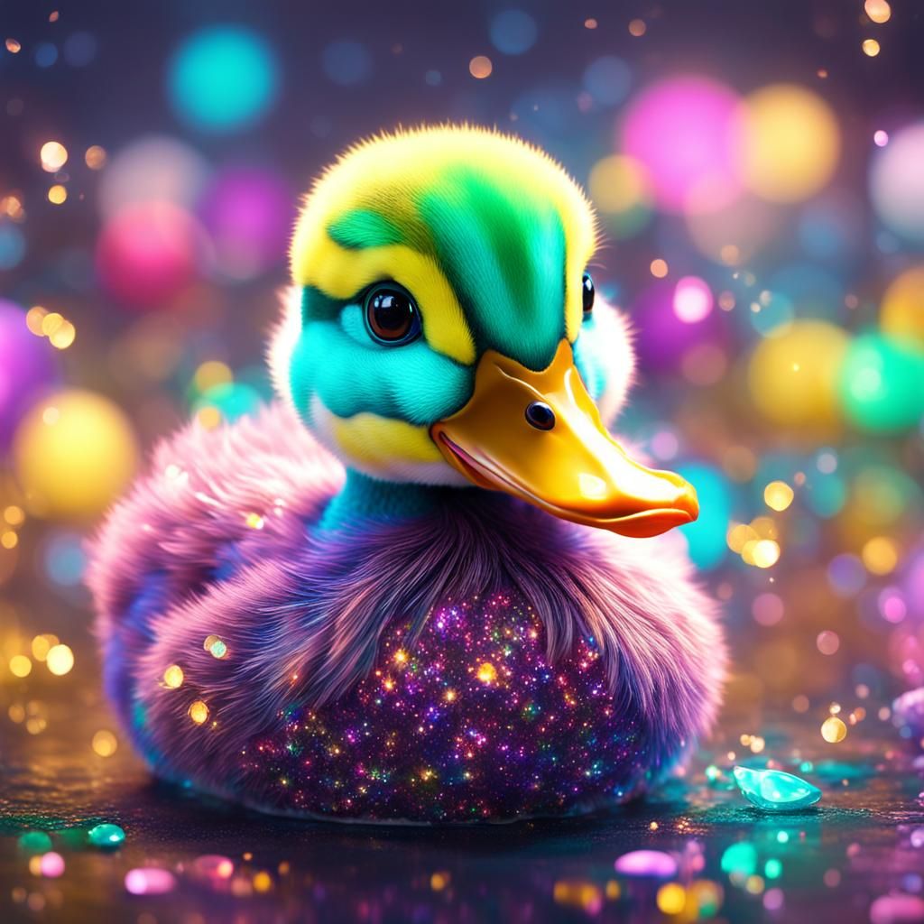 Glittering Baby Ducks with Innocent Eyes in 8K