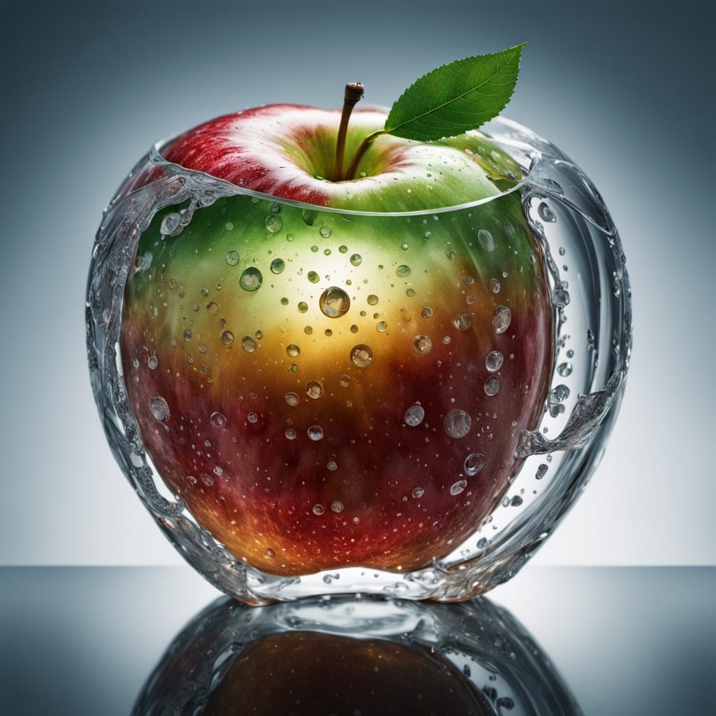 Apple with Beer Double Exposure Macro Shot