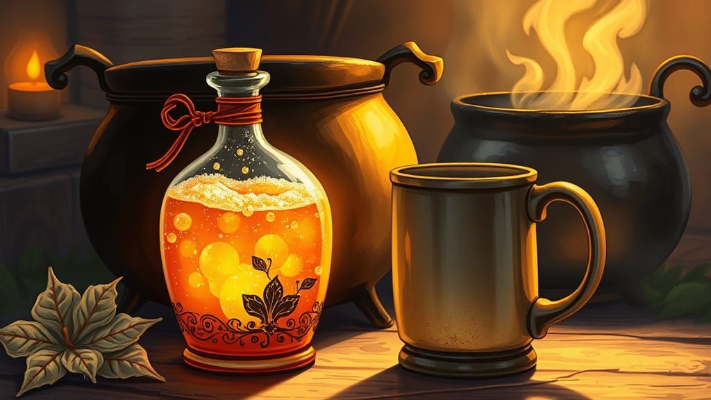Magical Apple Cider Potion in Glowing Vial