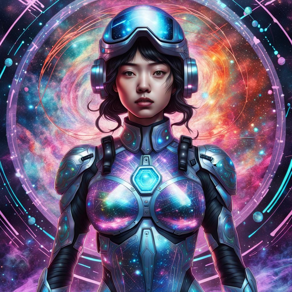Futuristic Japanese Military Superheroine by Pablo Amaringo