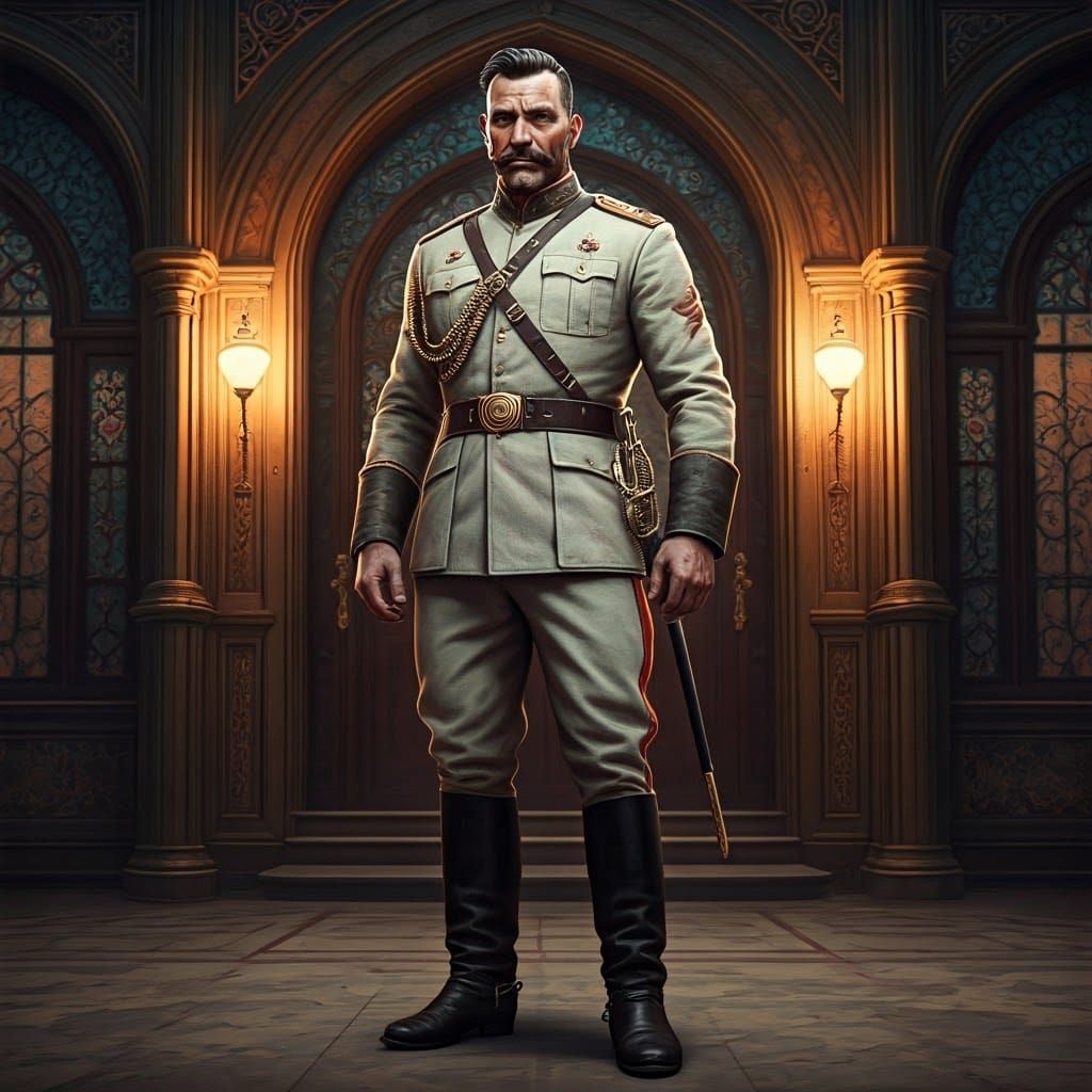 Majestic Cavalry Officer in Ornate Uniform, Rejans Russian R...