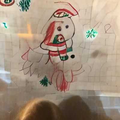 Child's Christmas Crayon Drawing