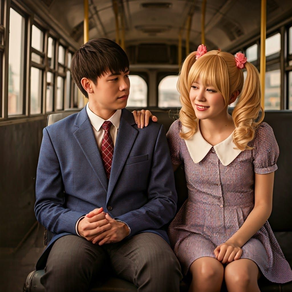 Romantic Moment Between Two Young Adults in a Vintage-Inspir...