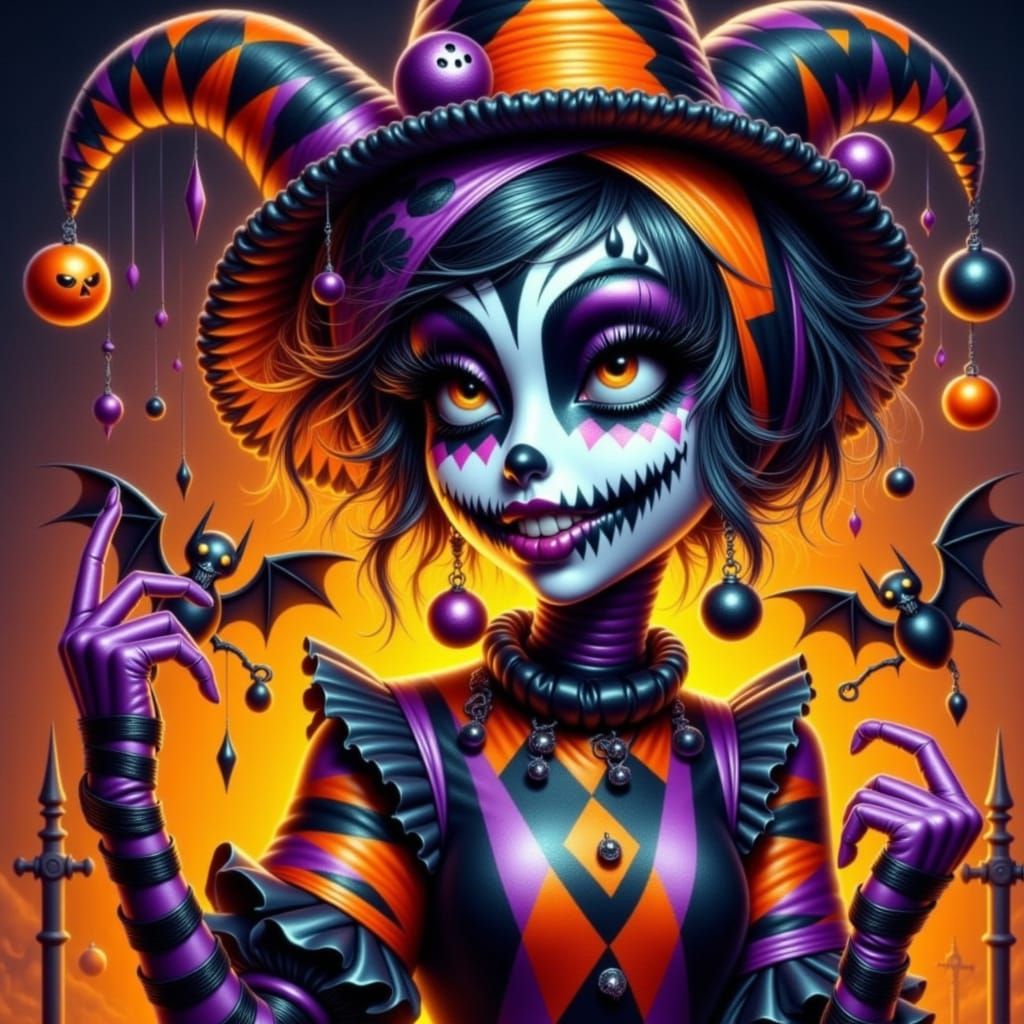 Halloween Jester Dance in Spooky Fantasy Style