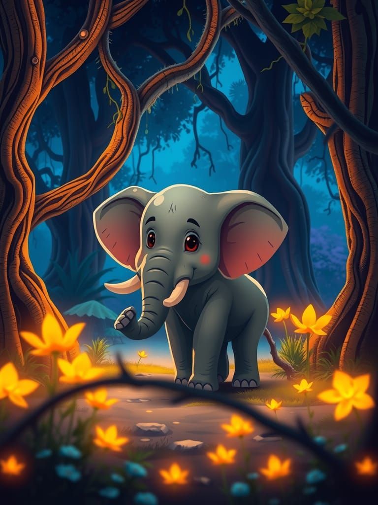 Enchanted Forest Elephant in Vibrant Hues