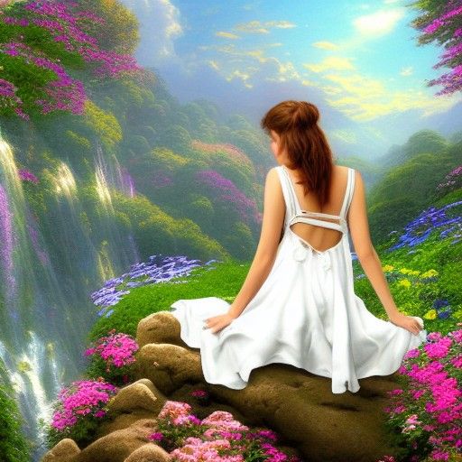 A beautiful scene of a woman in white