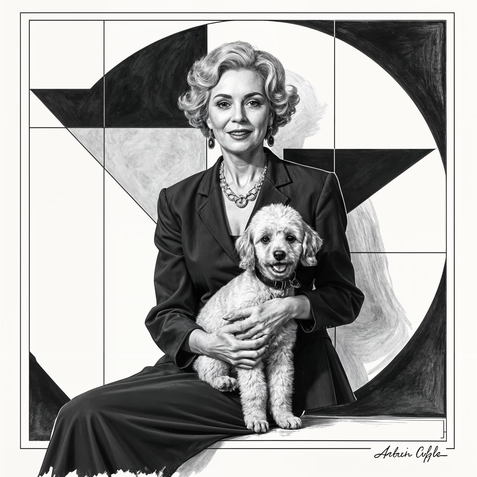 Elegant Art Deco Lady with Her Faithful Poodle