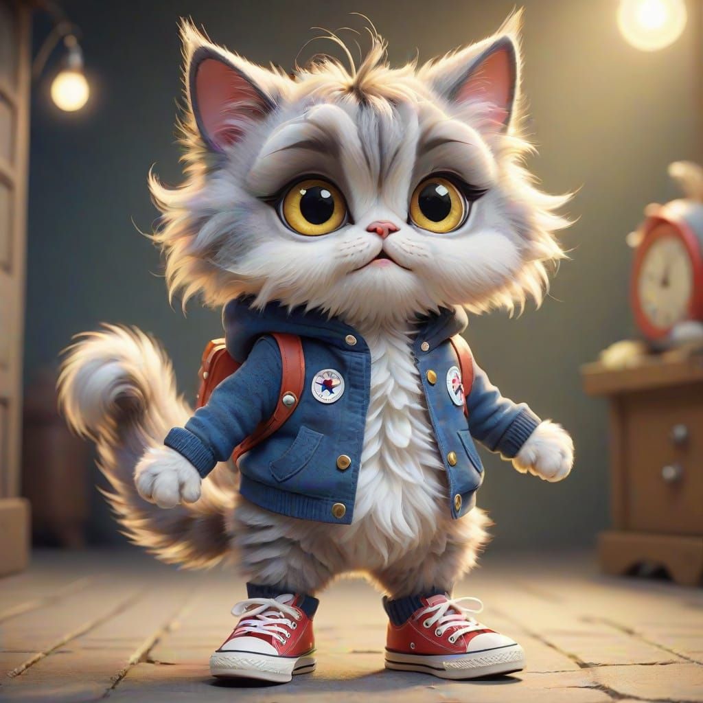 Charming Cat in Vintage Sneakers