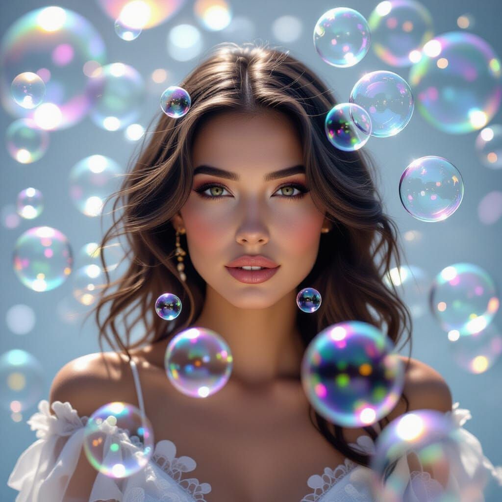 Woman in Iridescent Bubbles, Psychedelic Art