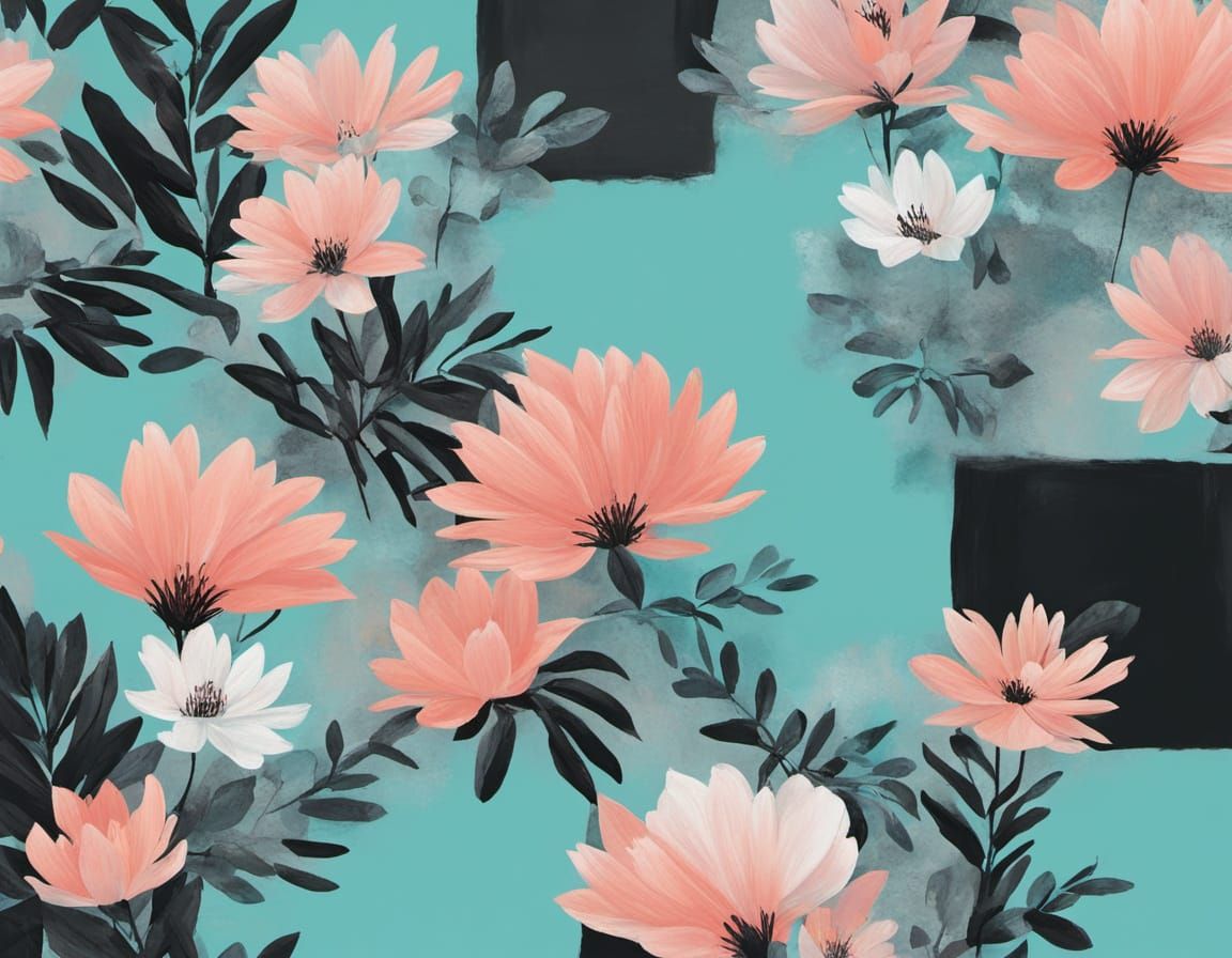 Abstract Floral Painting in Pastel and Iridescent Tones