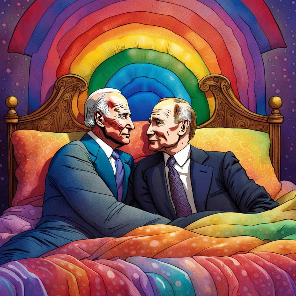 Hyperrealistic Image: Two Men Snuggling in Bed