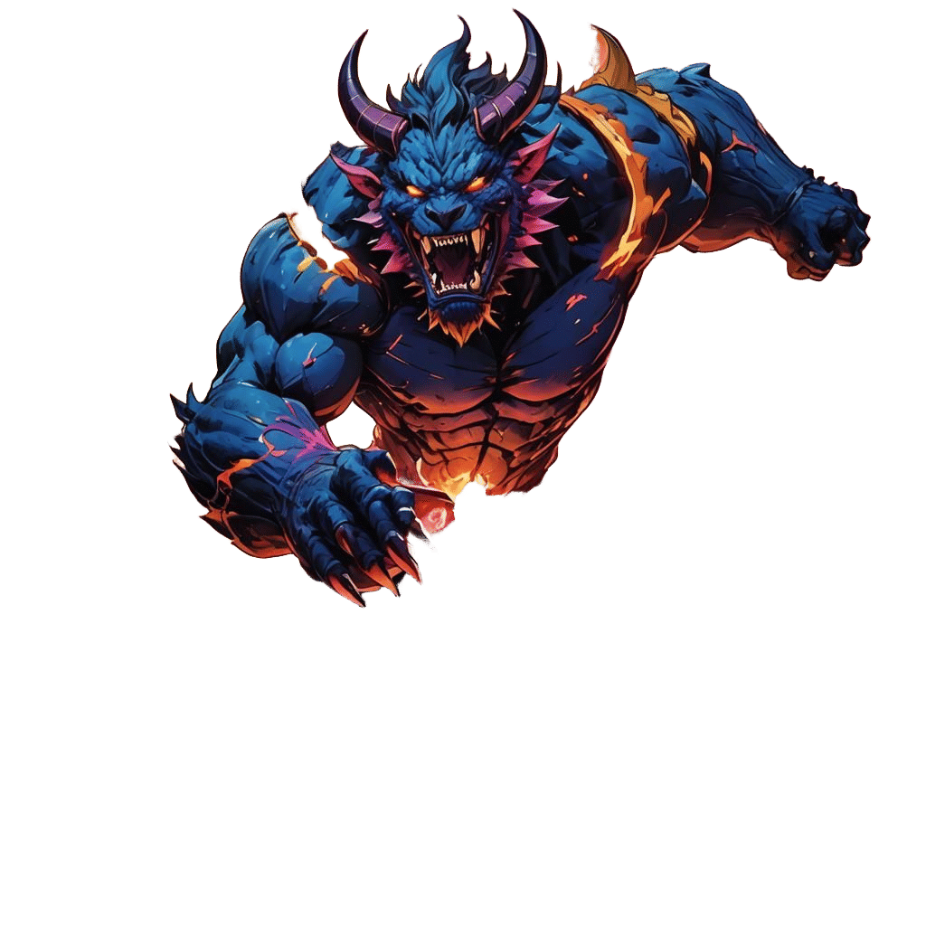 Epic Demon Beast War Scene in Anime Style