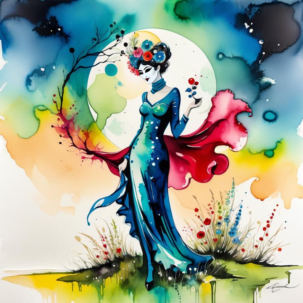 Mysterious Masked Figure in Magical Glade