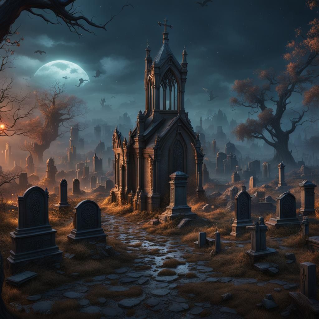 Fantastical Graveyard in Detailed Matte Painting