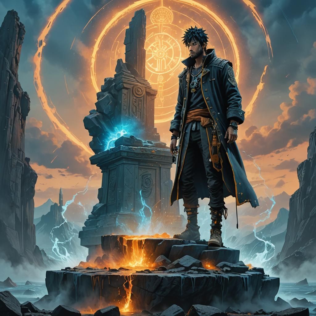 Heroic Trafalgar Law in Ethereal Fantasy Art