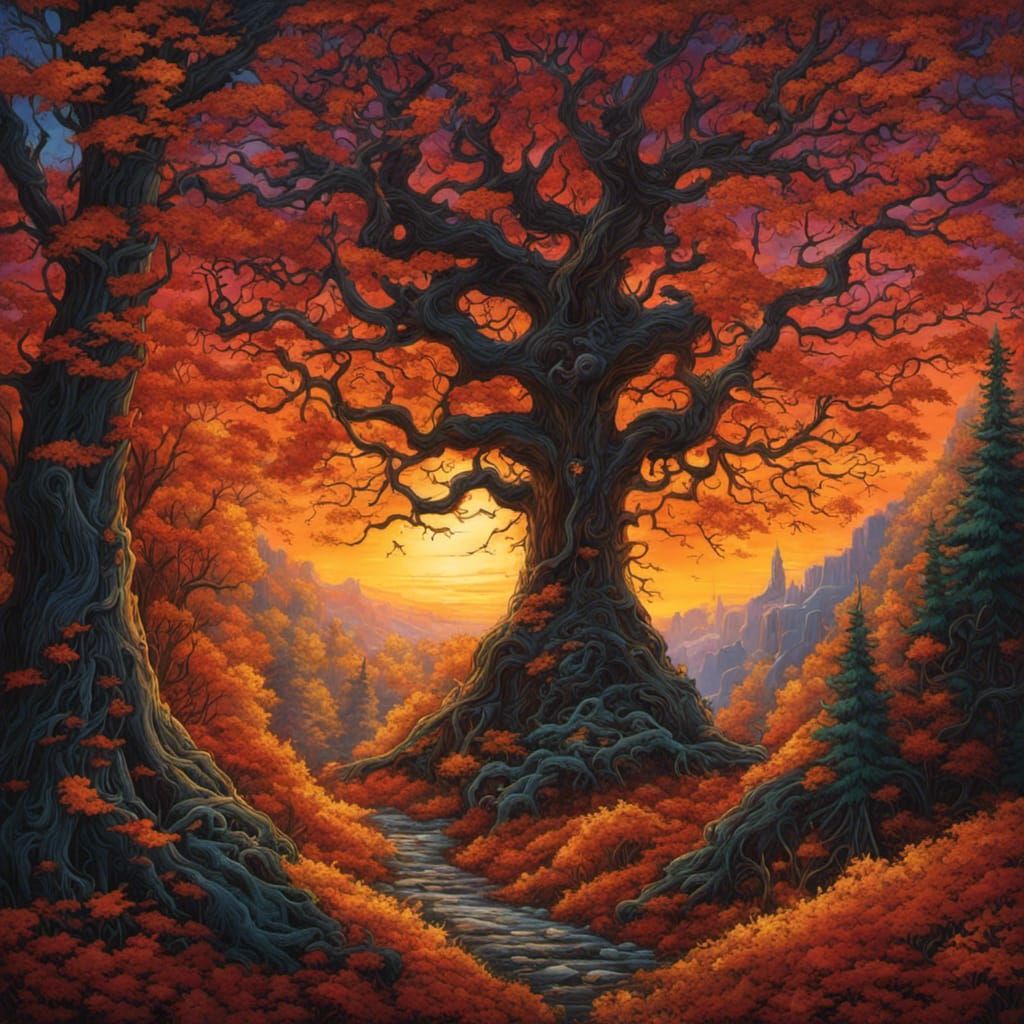 Gothic Autumn Forest in Tim Burton Style