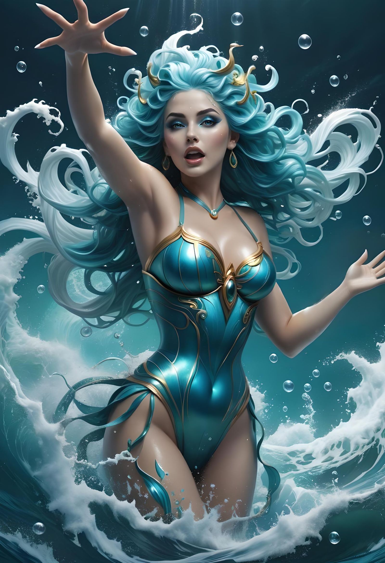 Fantasy Water Goddess Digital Illustration
