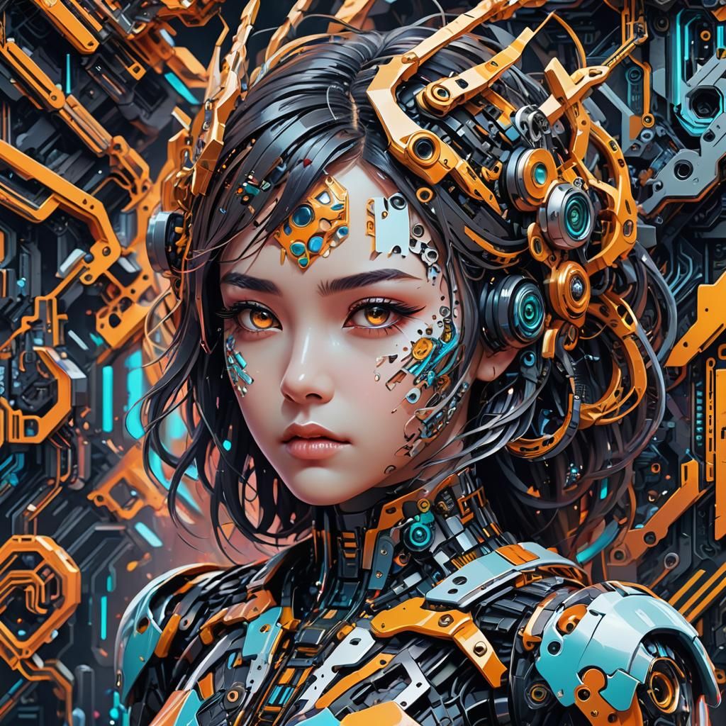 Sad Girl Dragon QR Code Art in Expressionist Style