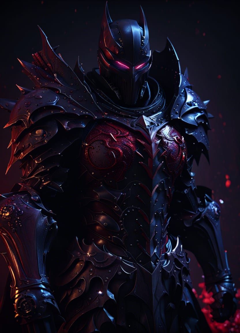Eldritch Dark Knight in Blood-Soaked Armor