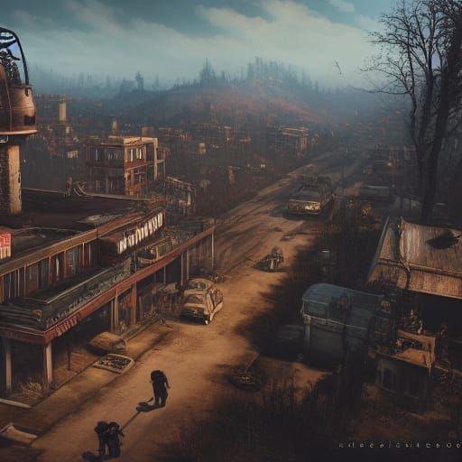 Dieselpunk Fallout Town After Nuclear Fallout