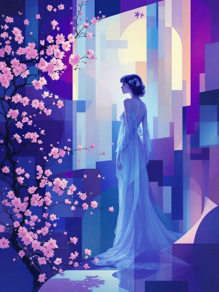 Vibrant Abstract Figure Study in Jewel Tones