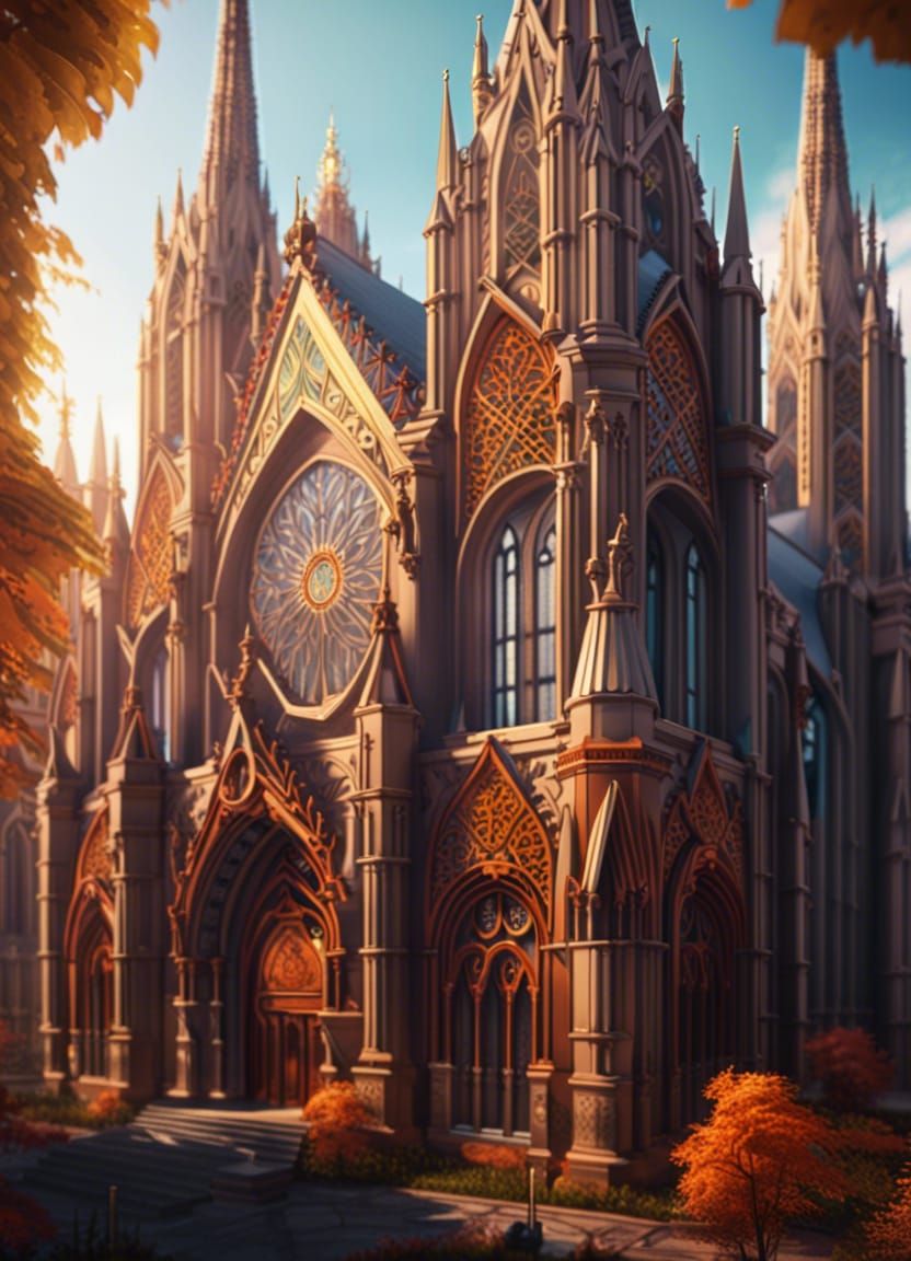 Epic Grand Cathedral of Life in Gothic Art Style