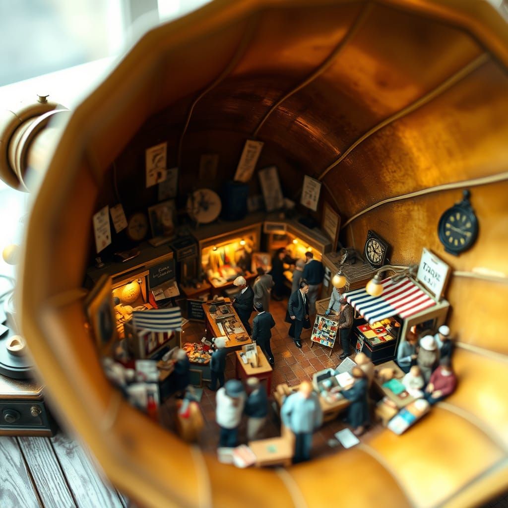 Flea Market Inside a Vintage Gramophone