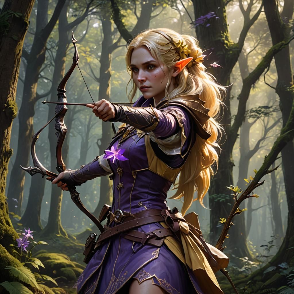 Elf Archer in Dark Fantasy Forest Concept Art