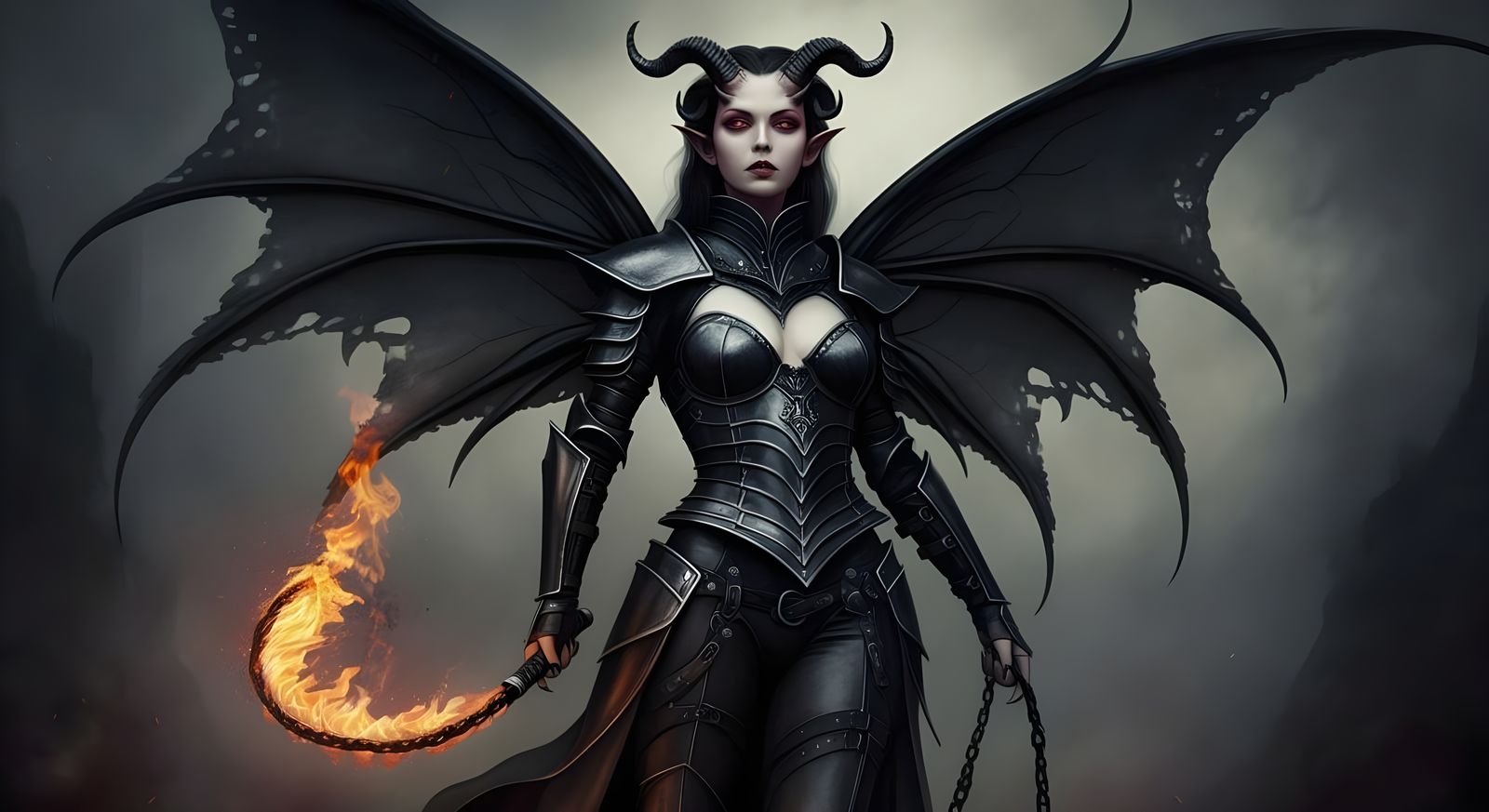 Gothic Demon Fairy with Whip of Fire