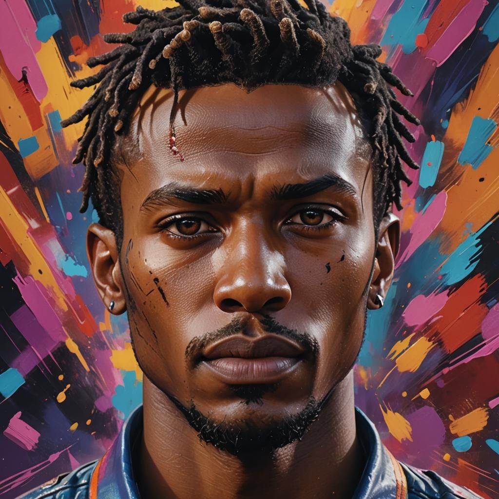 Hyperrealistic Portrait with Colorful Brushstrokes