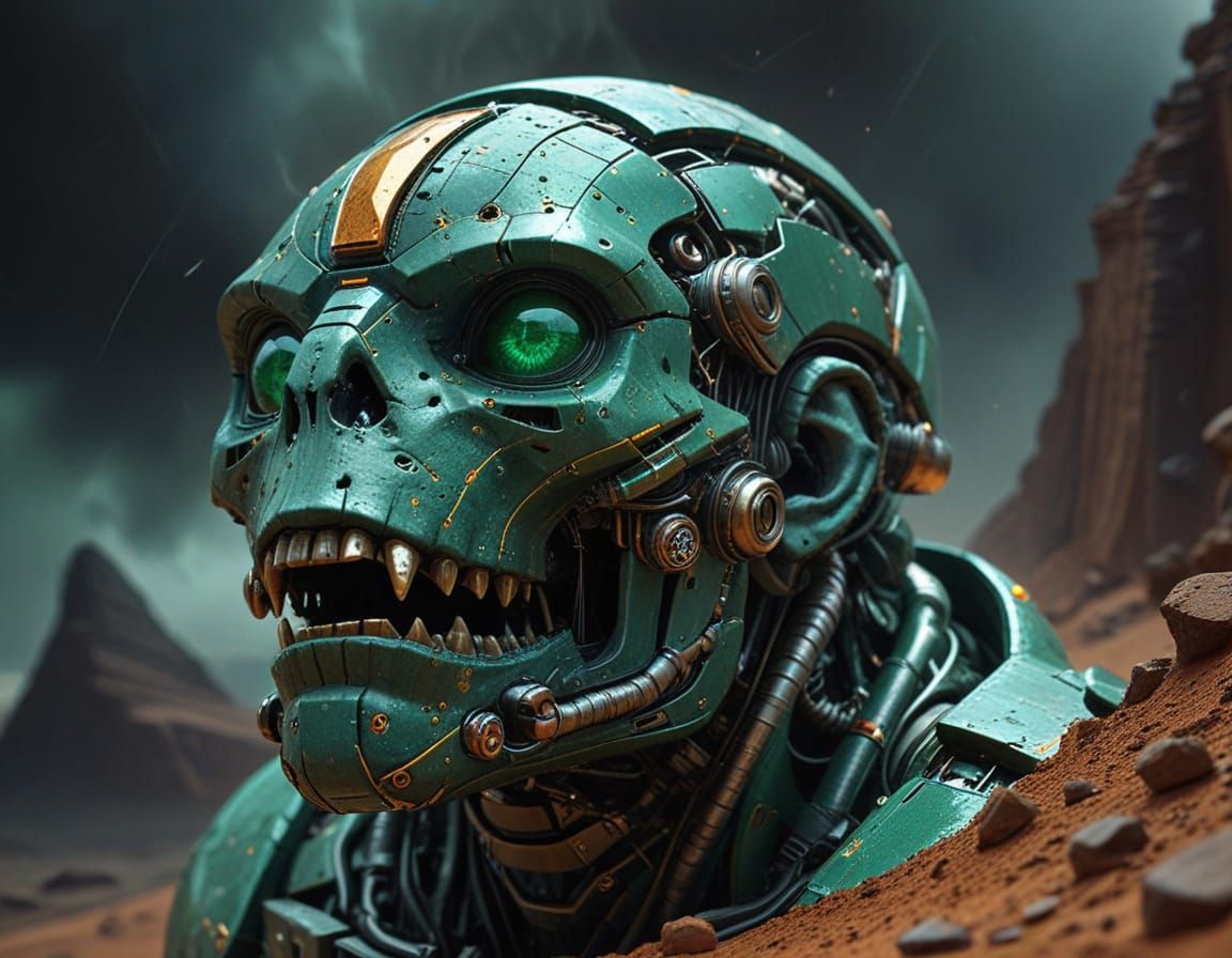 Psychedelic Martian Landscape with Strange Beings