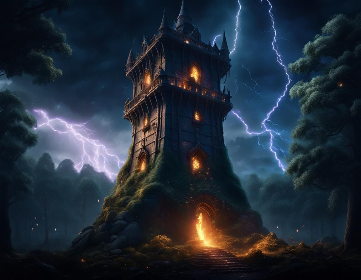Sorcerer's Tower in Dark Enchanted Forest