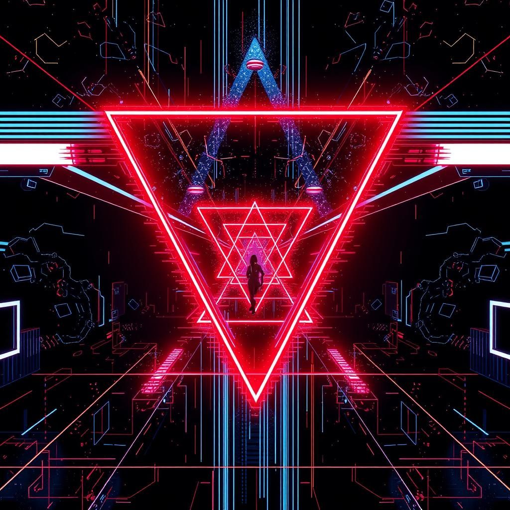 Abstract Glitch Art Constellation in IndigoCore Style