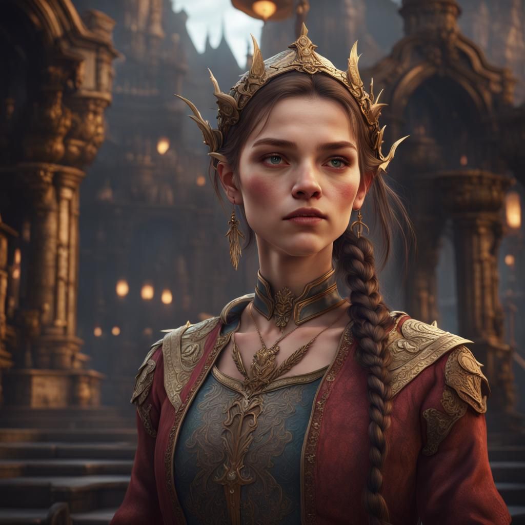 Girl in Neat Clothes, Detailed Fantasy Art