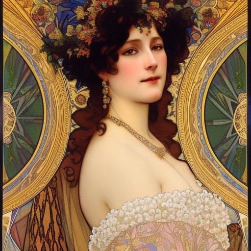 Byzantine Noblewoman Portrait in Art Nouveau Style