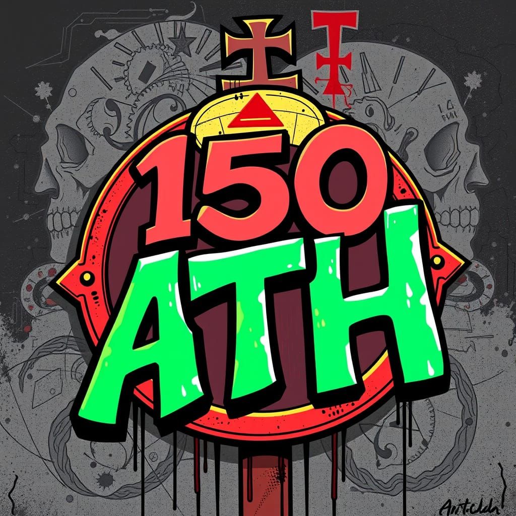 Graffiti Sign with Skull and Cross in Street Art Style