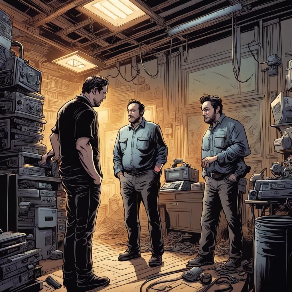 Film Set and Director in Comic Book Style