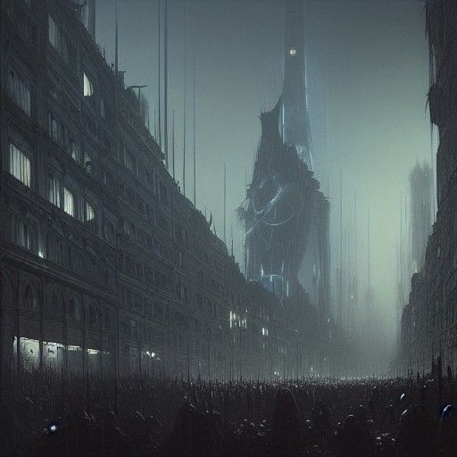 Futuristic Zombie City in Horror Art Style
