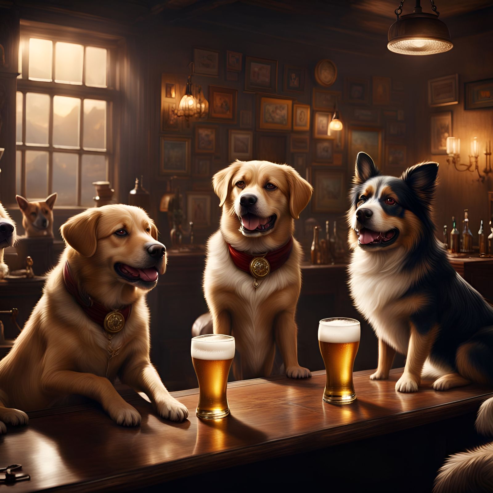 Dogs Drinking Beer: Epic Digital Matte Painting
