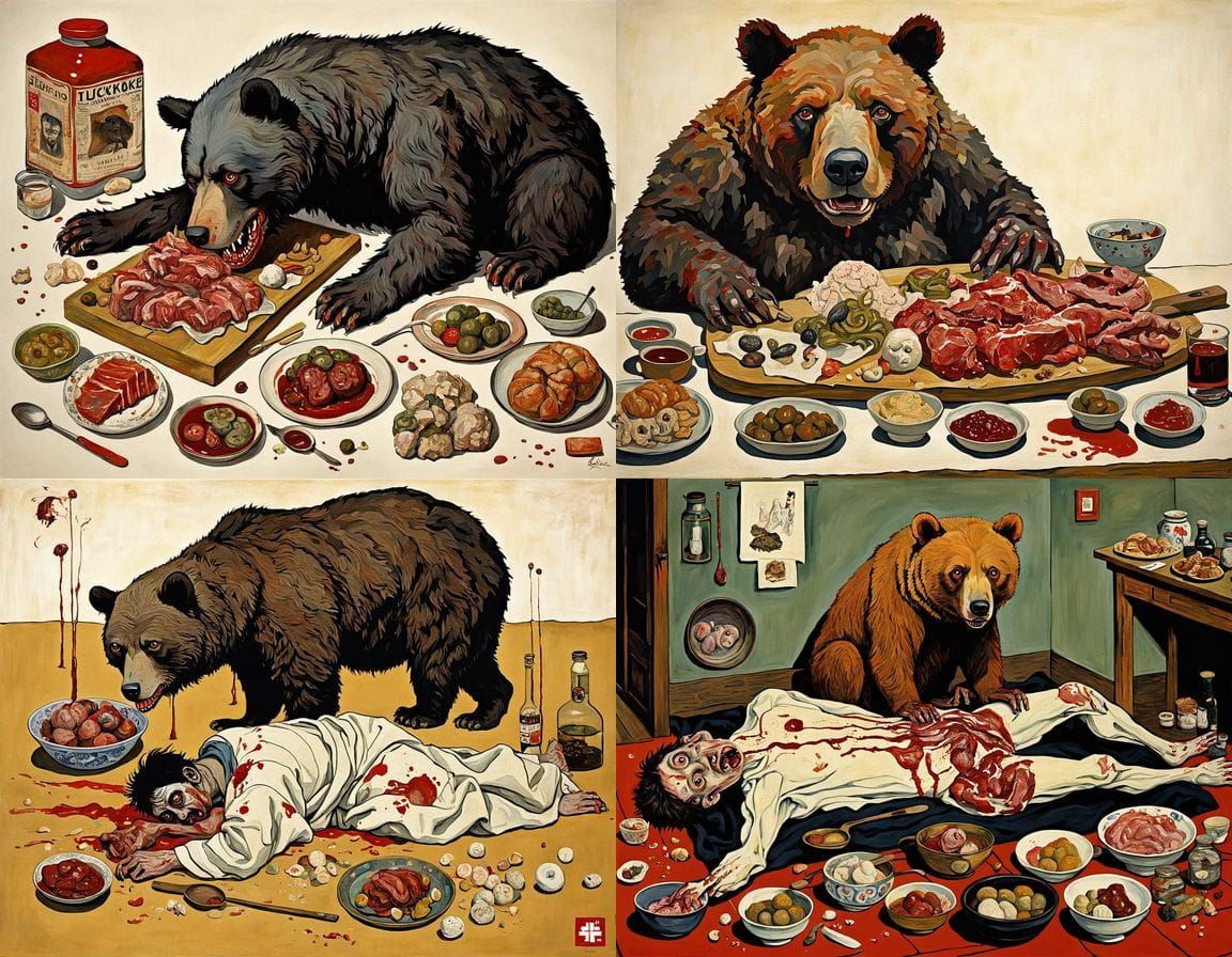 Bizarre Hybrid Homunculus in Grotesque Egon Schiele-Inspired...