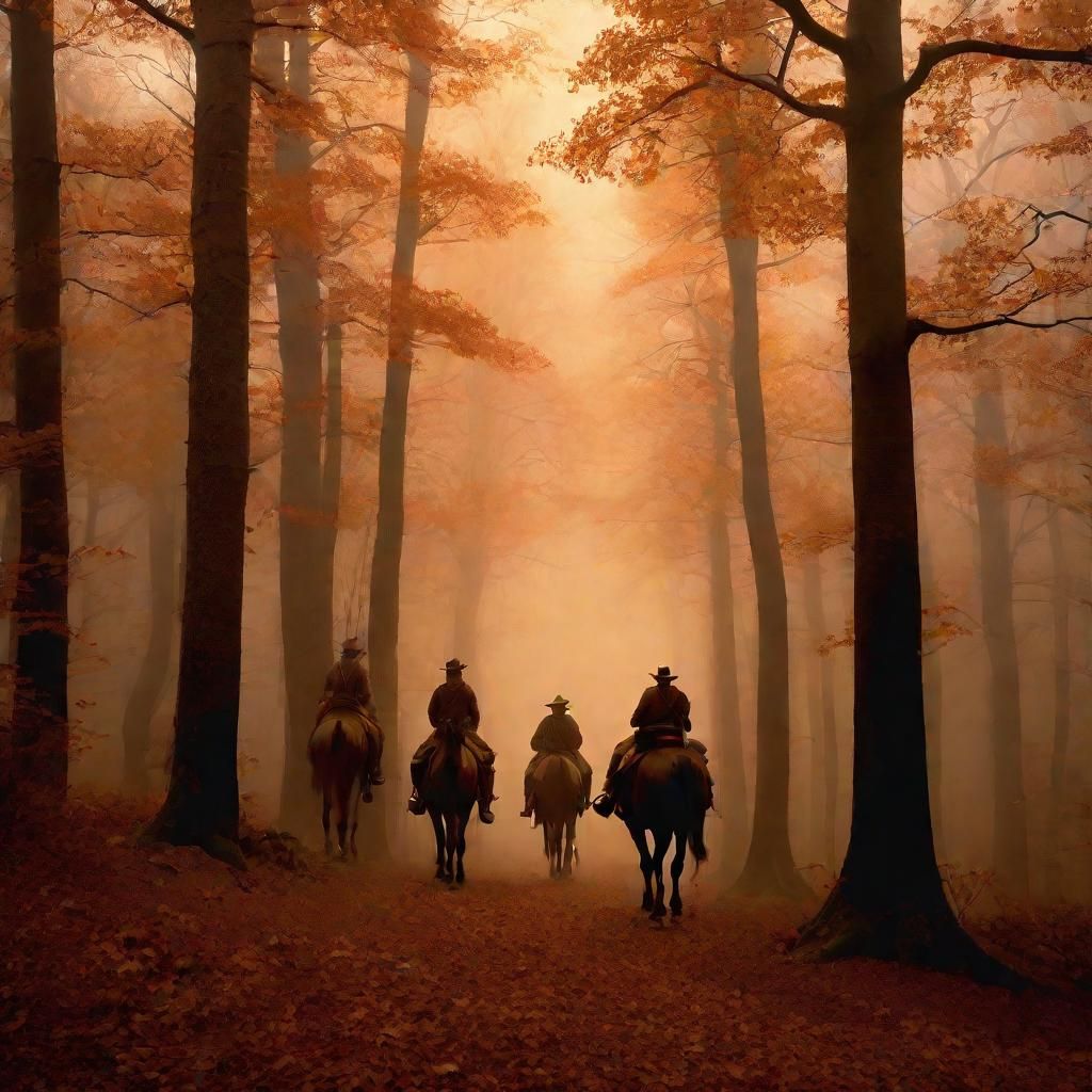 Riders in a Misty Forrest