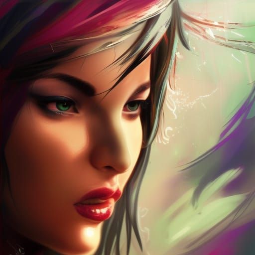 Hyperrealistic Portrait with Colorful Splash Art Background