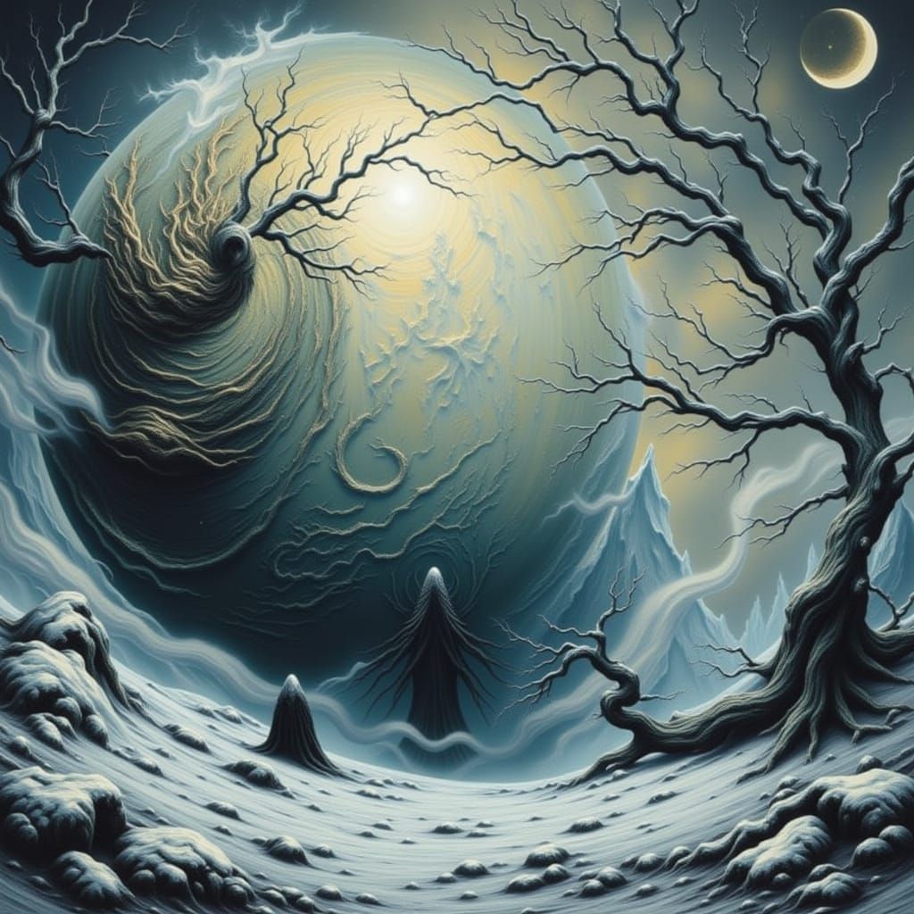 Man Lies Beside Dying Companion on Frozen World